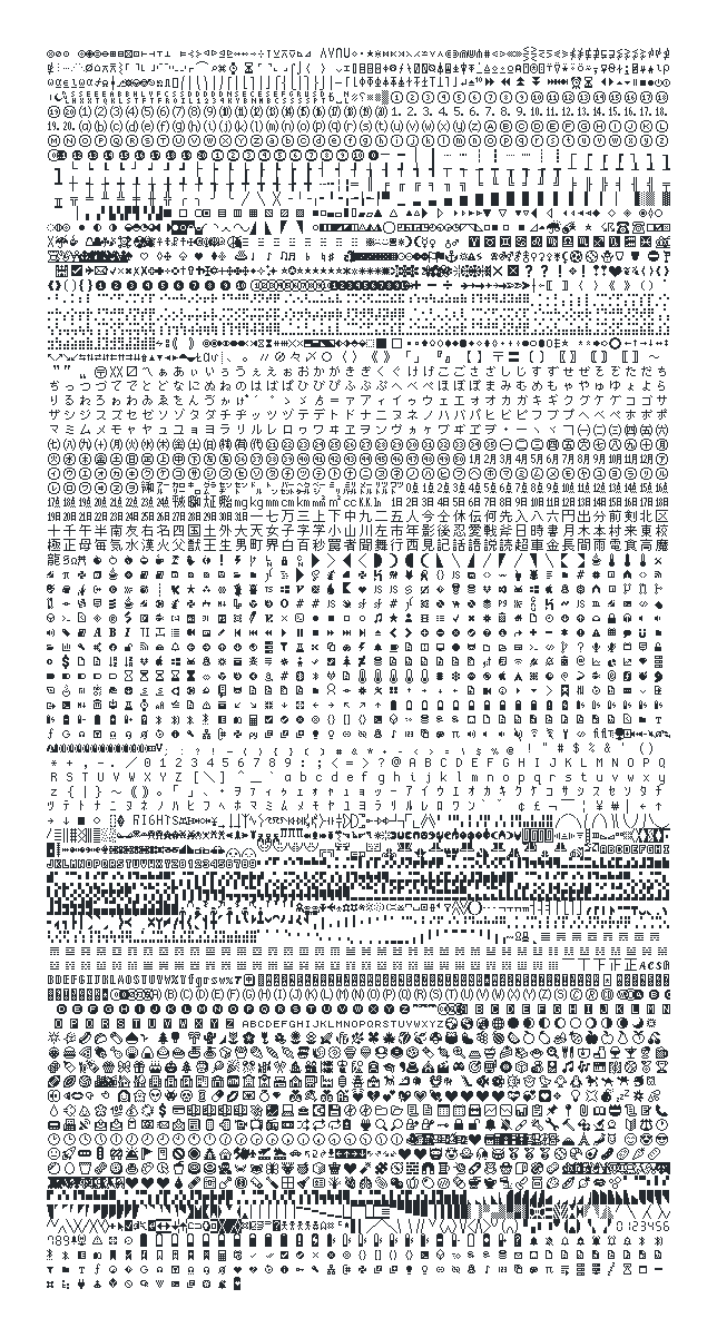 glyphs in Cozette